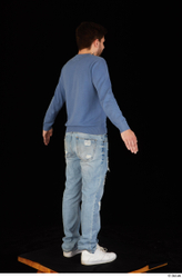 Whole Body Man White Sweatshirt Jeans Slim Standing Studio photo references